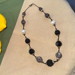 Black and Silver Beaded Necklace